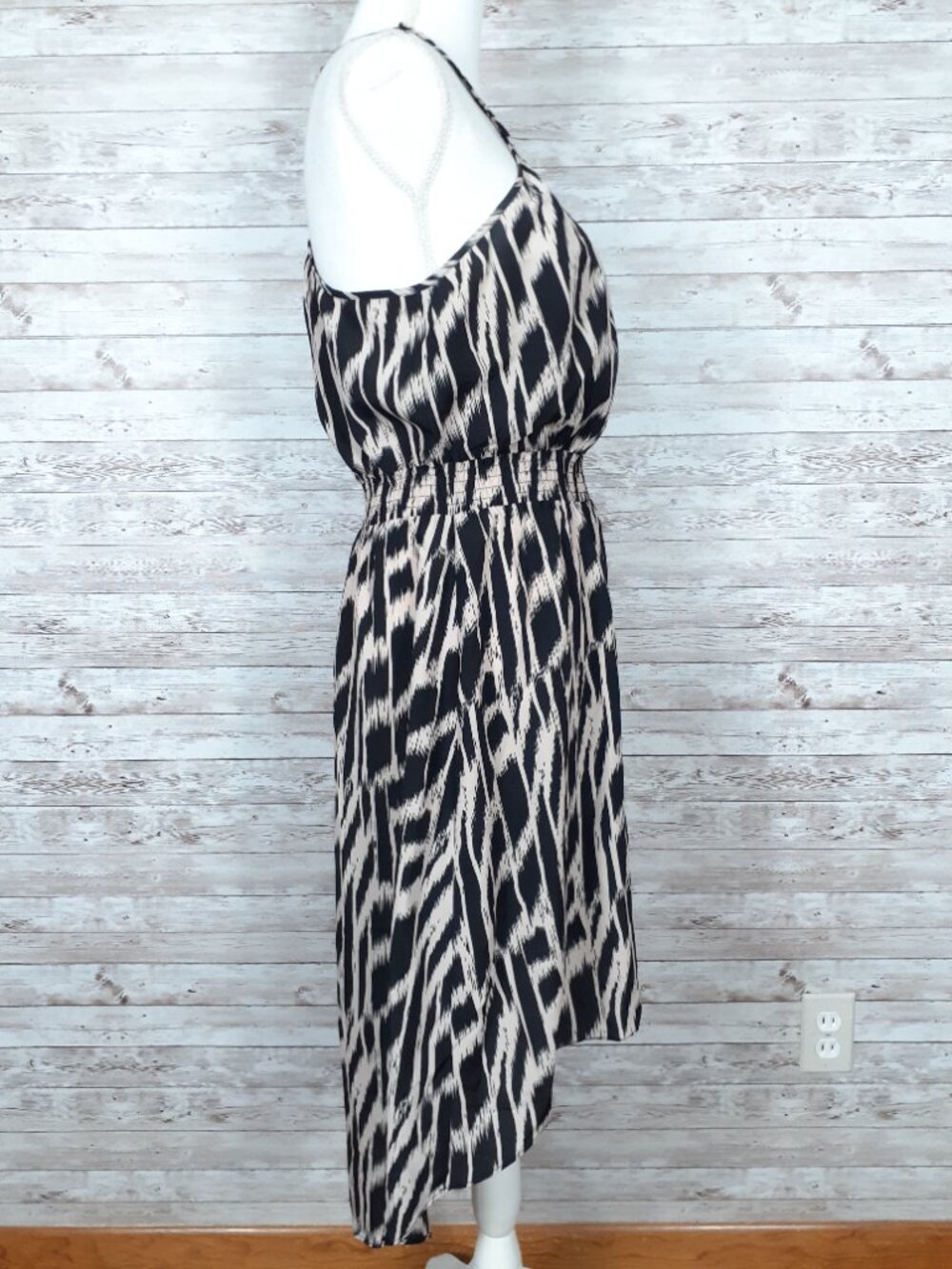Charlie Jade Dress M Braided Straps High Low Hem Animal Print Elastic Waist 945A - Picture 3 of 9